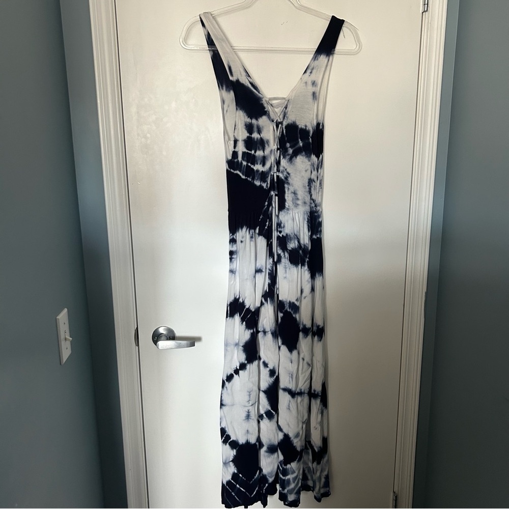 Dex Blue & White Tie Dye Maxi Length Tank Top Style Dress - Picture 2 of 16